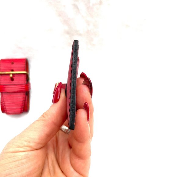 Rare Louis Vuitton red Epi leather luggage tag and poignet set - Picture 10 of 13